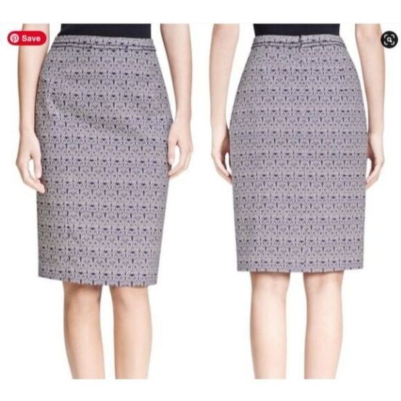 Tory Burch‎ Blue White Pencil Skirt Office Business Classic Womens Size 2 - Picture 1 of 9